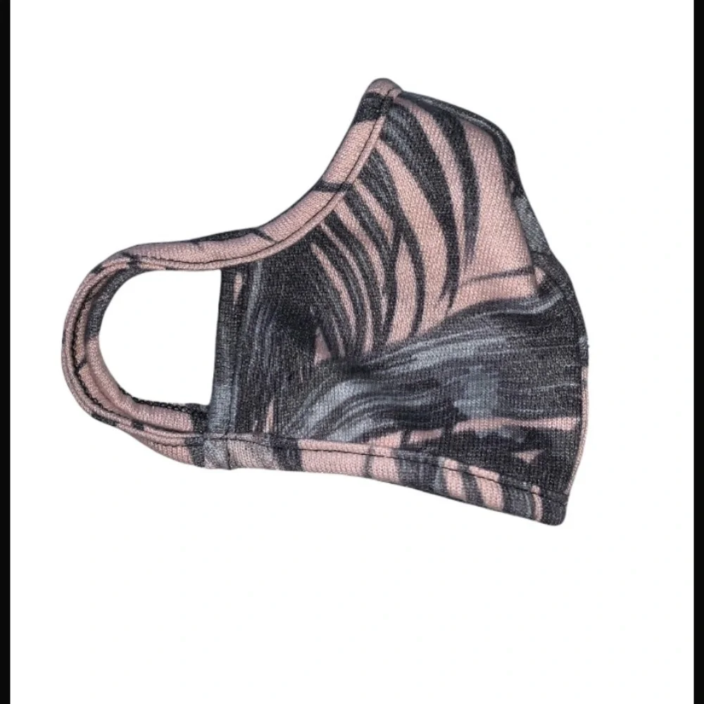 Pink and green leaf reversible face mask